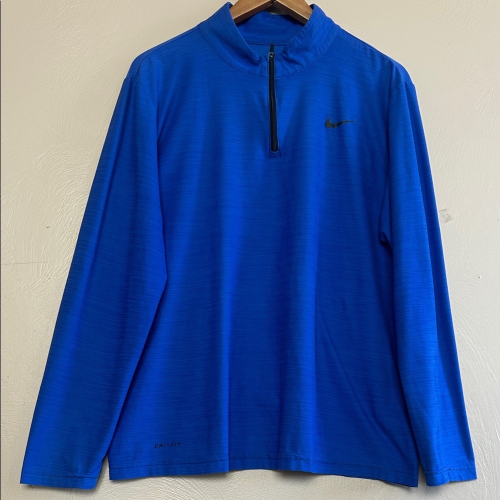 Nike Dri- Fit 1/4 Zip Top Men's Blue Pullover Jacket. Running- Athletic. Size Lg